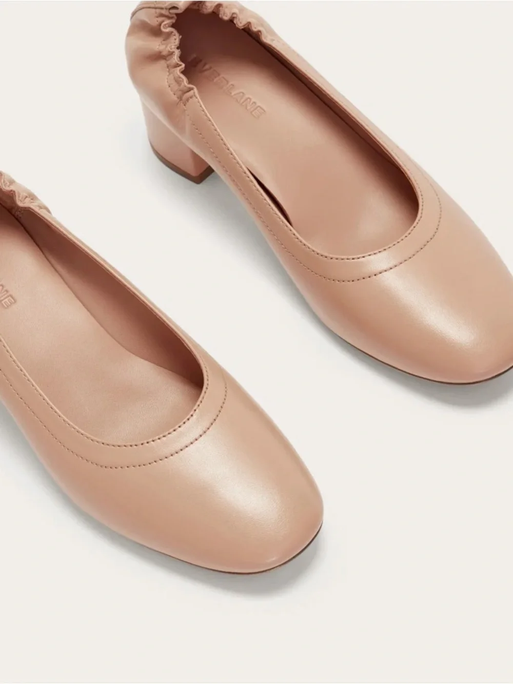 Everlane Day Heel Blush Tan Size 7 Ballet Block Heel 100% Leather NWOB - Picture 5 of 8